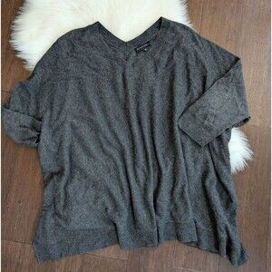 Bryn Walker Wool Cashmere Oversized Dolman Gray Shoet Sleeve Sweater Lagenlook M